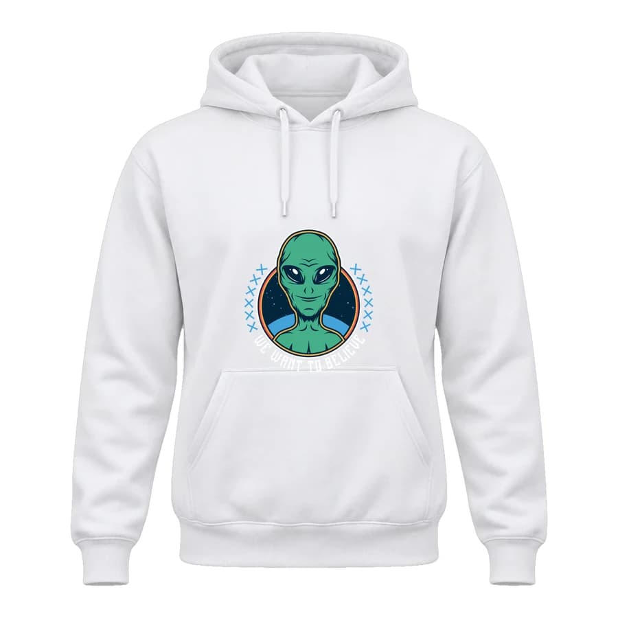 Hoodie — Voyage spatial · Pause cosmique — الأمام — أبيض