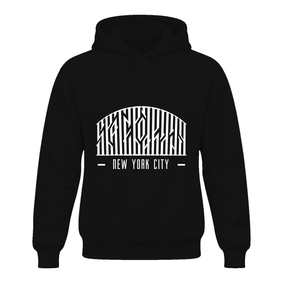 Hoodie — Skate · Au rythme de la ville — الأمام — أسود